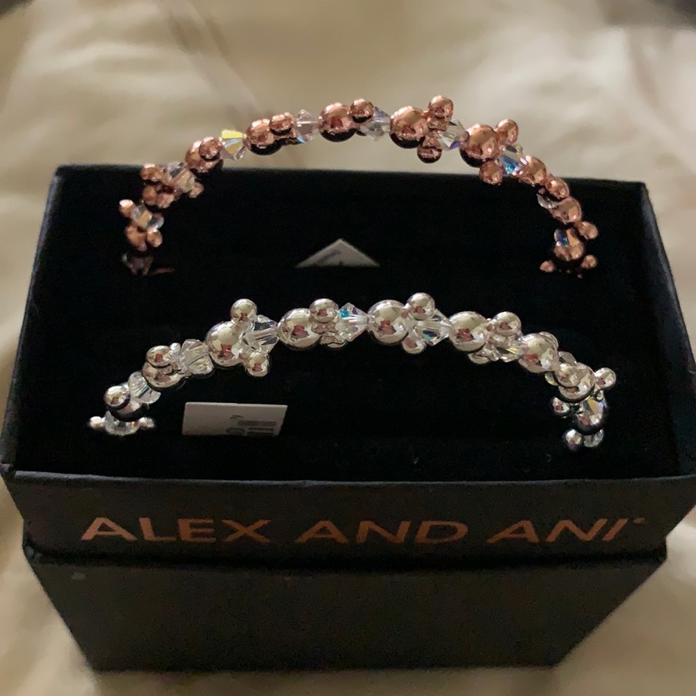 2 Alex and Ani bracelets rose gold and silver